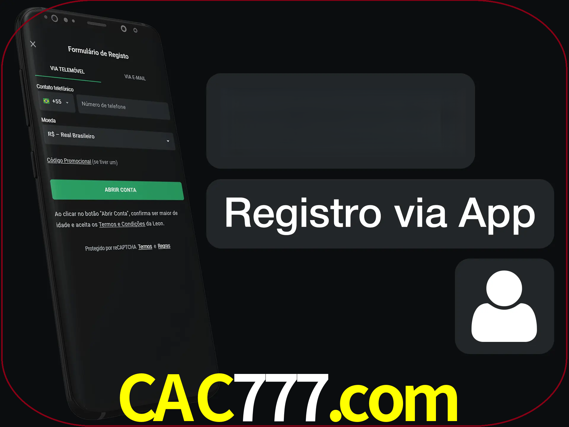 Registre-se com duas etapas usando o aplicativo.