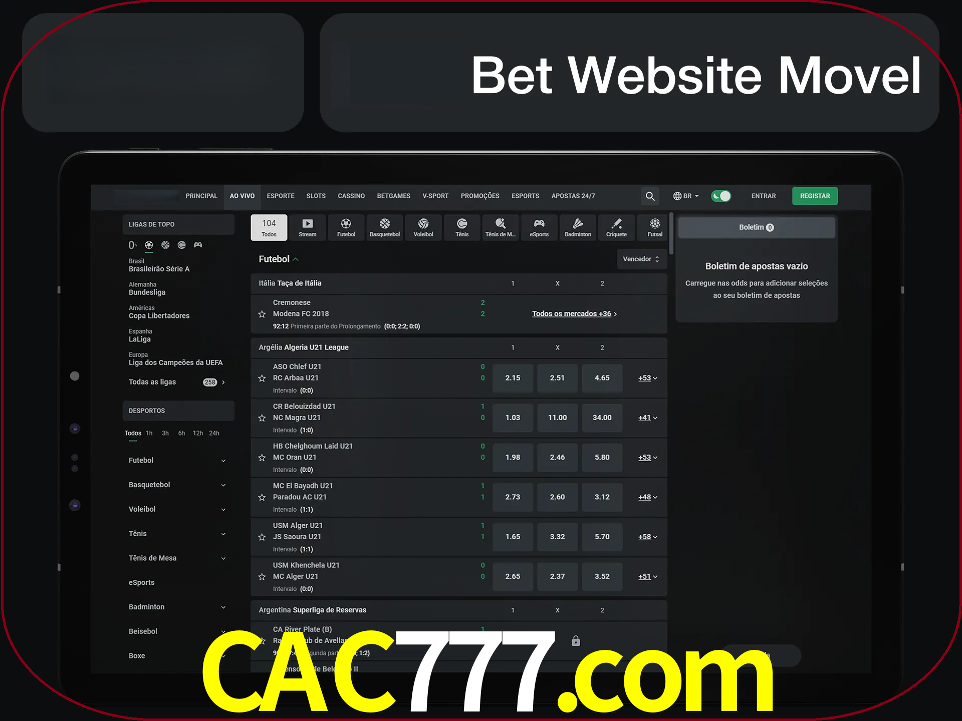 Use nosso website em qualquer dispositivo.