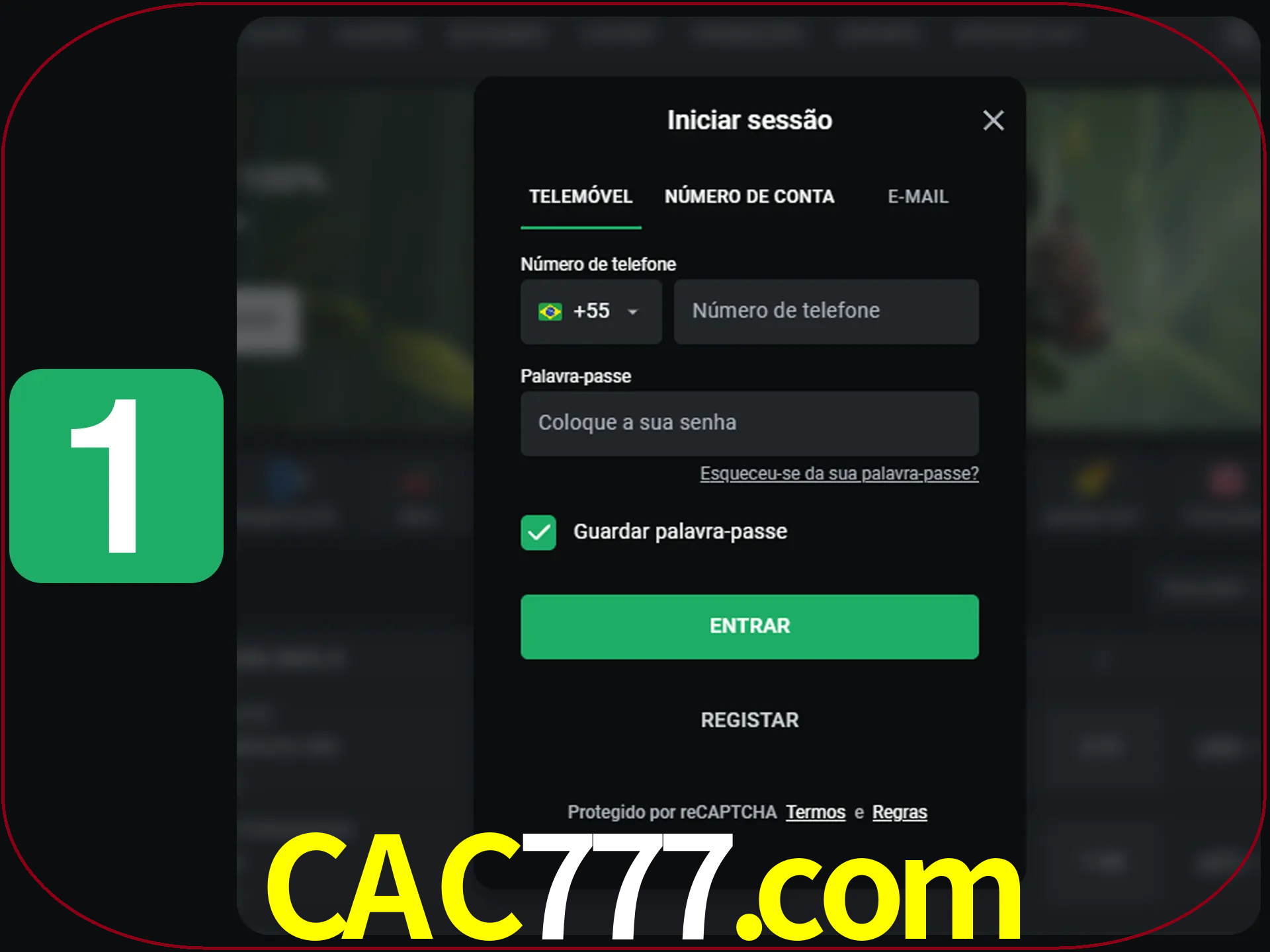 Clique no botão Entrar.